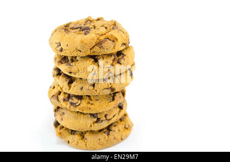 Cookies aux pépites de chocolat empilées isolated Banque D'Images