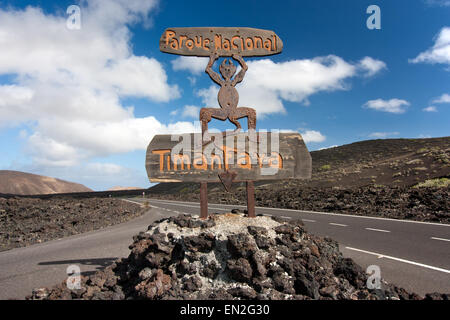 Entrée du Parc National de Timanfaya, Lanzarote, Îles Canaries Banque D'Images