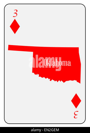 Carte muette de l'Oklahoma et utilisée comme motif 3 de carreau dans un jeu de carte Banque D'Images