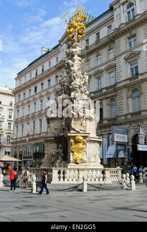 Le Pestsäule (peste) monument de la colonne sur la principale voie piétonne dans le quartier commercial, Vienne, Autriche. Banque D'Images