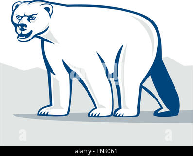 Cartoon style illustration d'une marche de l'ours depuis le côté isolé sur fond blanc. Banque D'Images