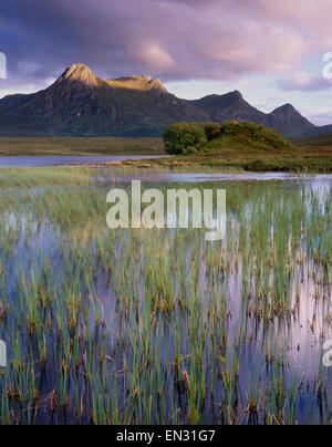 Ben Loyal vu de Lochan Hakel, Langue, Sutherland, Scotland UK. Banque D'Images