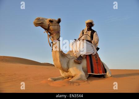 L'homme sur le chameau, Méroé, Nubia, l'État du Nil, au Soudan Banque D'Images