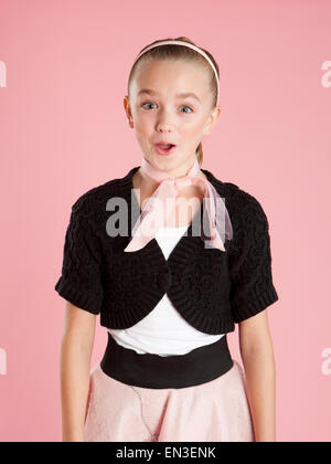 Portrait of Girl (10-11) en 1950 pour l'Halloween Costume de style Banque D'Images