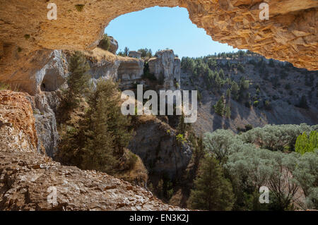 Close-up de trou dans les rochers. River canyon Lobos, Soria, Espagne Banque D'Images