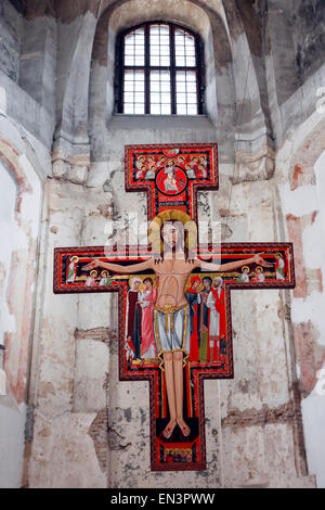 Autel avec Jésus dans l'intérieur de l'Église chrétienne orthodoxe altérés à Vilnius, Lituanie Banque D'Images