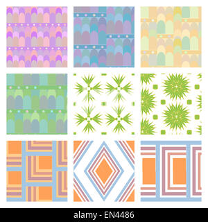 Ensemble de neuf seamless vector patern. Banque D'Images