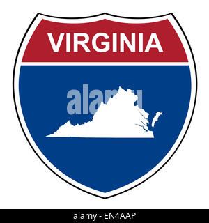 Virginia American Interstate highway road shield isolé sur un fond blanc. Banque D'Images