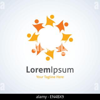 L'éducation des enfants entourent soins bonheur logo vector icon Illustration de Vecteur