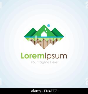 Paysage vert détente accueil entreprise logo icône simple Illustration de Vecteur