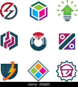 Esprit de flexion attrayant de la conception de l'application solution moderne logo icon set Illustration de Vecteur