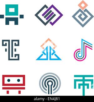 Les lignes dures de pixels ordinateur simple pictogramme icon set Illustration de Vecteur