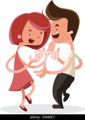 Young couple dancing vector illustration personnage Illustration de Vecteur
