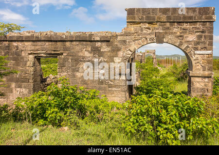 Quartiers des officiers ruines Antigua Antilles Banque D'Images