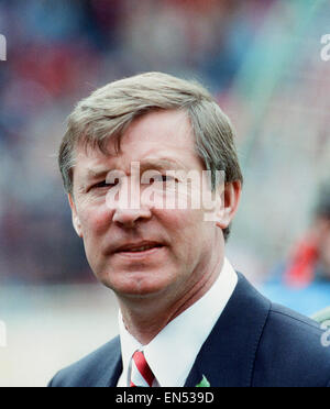 Rumbelows finale de la coupe de la Coupe au stade de Wembley. Sheffield Mercredi 1 v Manchester United 0. United' manager Alex Ferguson. 21 avril 1991. Banque D'Images