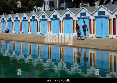 Boatsheds, Clyde Marina Quay, Wellington, Île du Nord, Nouvelle-Zélande Banque D'Images