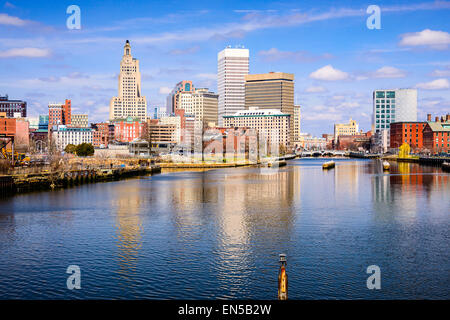 Providence, Rhode Island, USA Skyline sur la rivière. Banque D'Images