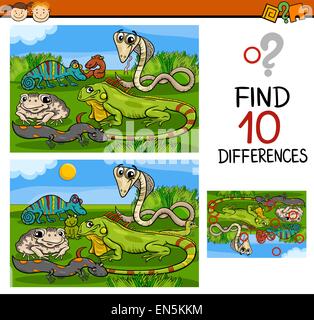 Cartoon Illustration de trouver les différences jeu éducatif pour les enfants d'âge préscolaire Illustration de Vecteur