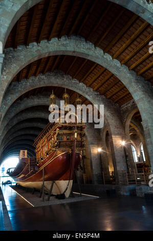 Galera Real (1568), Musée maritime de Barcelone, Relais Drassanes, Royal Shipyards of Barcelona, Museu Marítim de Barcelona, Barcelone, ​​Catalonia Banque D'Images