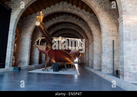 Galera Real (1568), Musée maritime de Barcelone, Relais Drassanes, Royal Shipyards of Barcelona, Museu Marítim de Barcelona, Barcelone, ​​Catalonia Banque D'Images