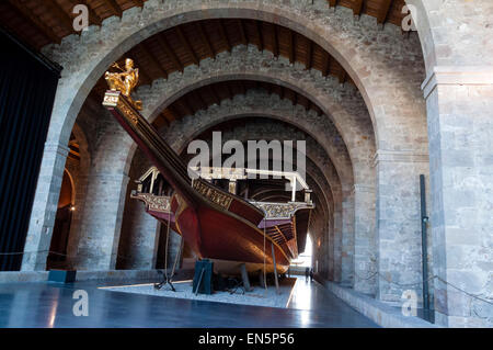 Galera Real (1568), Musée maritime de Barcelone, Relais Drassanes, Royal Shipyards of Barcelona, Museu Marítim de Barcelona, Barcelone, ​​Catalonia Banque D'Images