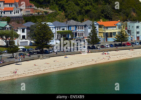 Plage d'Oriental Bay, Wellington, Île du Nord, Nouvelle-Zélande Banque D'Images