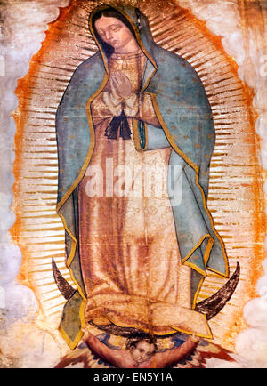 Peinture originale Vierge Marie Guadalupe Mexico Mexique Banque D'Images