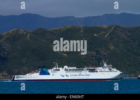 Ferry Interislander Aratere, Wellington, Wellington Harbour, île du Nord, Nouvelle-Zélande Banque D'Images