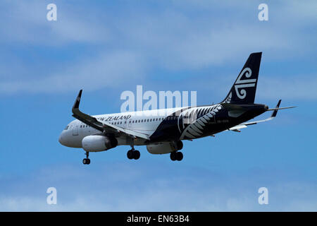 Air New Zealand Airbus A320-200 à l'atterrissage à l'Aéroport International de Wellington, Wellington, Île du Nord, Nouvelle-Zélande Banque D'Images