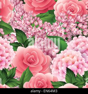 Seamless Vector avec motif à fleurs roses, lilas Illustration de Vecteur