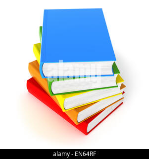 Cinq livres colorés isolé sur blanc. Nettoyer le couvercle Banque D'Images