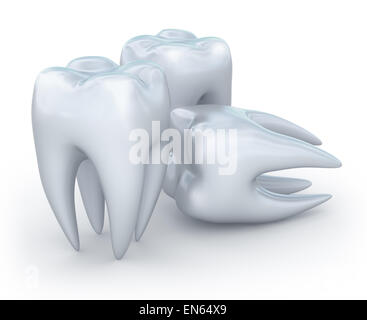 Dents sur fond blanc. Image 3D. Banque D'Images