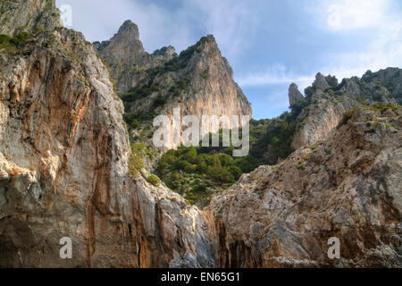 Capri, falaises, Naples, Campanie, Italie Banque D'Images