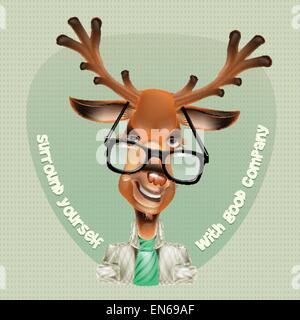 Hipster Deer art vectoriel vector illustration. EPS 10 Illustration de Vecteur