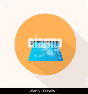 Carte de crédit dans la fente Atm Télévision Icône Vector Banque D'Images