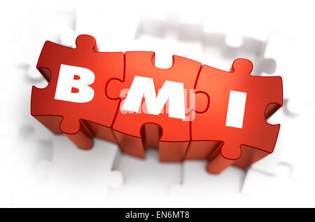 BMI - Abréviation Blanc sur rouge puzzles. Banque D'Images