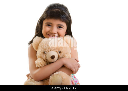 Girl with teddy bear Banque D'Images