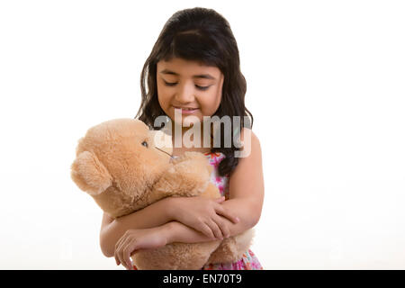 Girl with teddy bear Banque D'Images