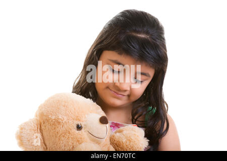 Girl with teddy bear Banque D'Images