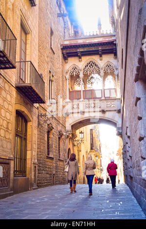 Carrer del Bisbe. Barcelone, Catalogne, Espagne. Banque D'Images