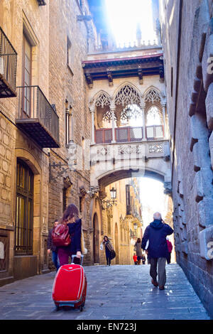 Carrer del Bisbe. Barcelone, Catalogne, Espagne. Banque D'Images