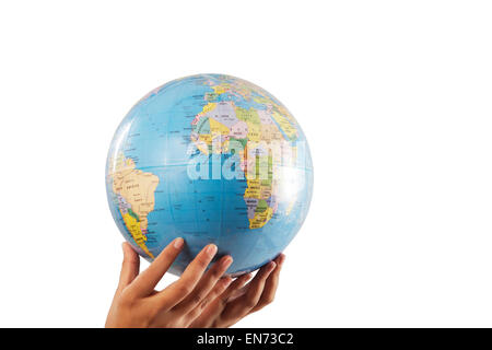 Close-up of hands holding globe Banque D'Images