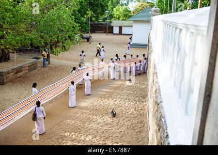 Apporter des offrandes à pèlerins Sri Maha Bodhi dans Anuradhapura, Sri Lanka. Banque D'Images