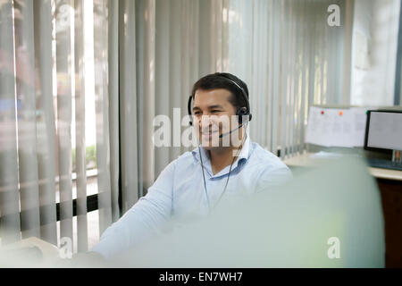 Direction d'entreprise avec casque Banque D'Images