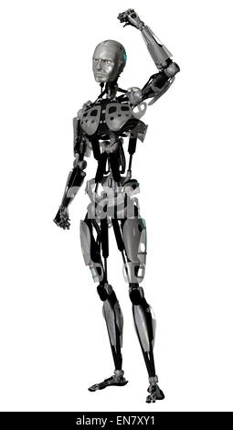 Numérique 3D render of a male cyborg isolé sur fond blanc Banque D'Images