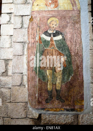Fresque ancienne dans l'église collégiale de Santa Maria Assunta church - Semoneta, Italie Banque D'Images