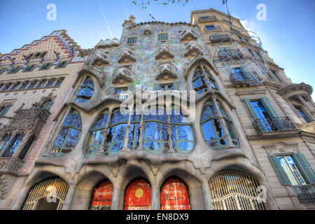 Détail de la Casa Batlló par Antoni Gaudì, Baarcelona, Espagne Banque D'Images