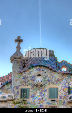 Détail de la Casa Batlló par Antoni Gaudì, Baarcelona, Espagne Banque D'Images