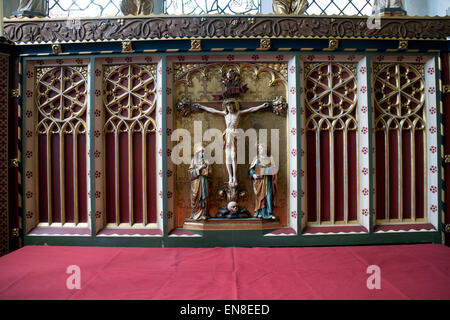 Un retable dans la Cathédrale de Leicester, Leicestershire, UK Banque D'Images