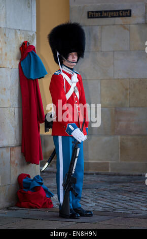 Portrait du soldat int e la Reine des gardes, Copenhague, Danemark Banque D'Images
